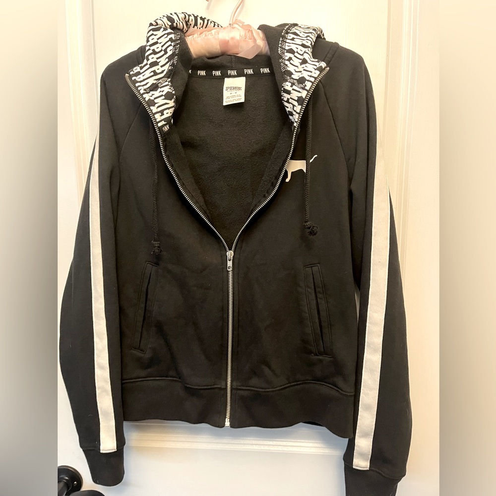 PINK zippered hoodie. Size M